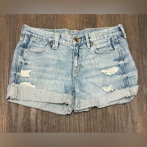 Madewell Distressed Denim Shorts Size 27 Light Wash Cuffed Hem High Rise